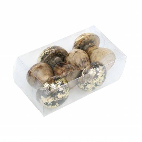 Floristik24 Houten paddenstoel goudkleurig, natuurlijk mangohout Ø5cm H6.5cm 4st