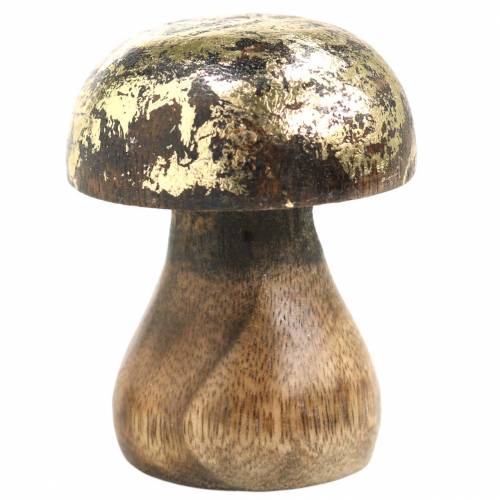 Floristik24 Houten paddenstoel goudkleurig, natuurlijk mangohout Ø5cm H6.5cm 4st