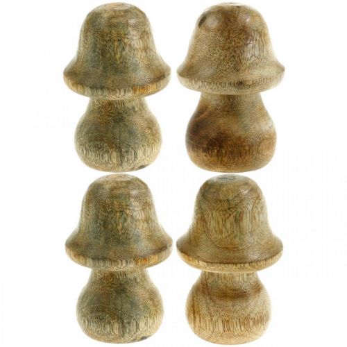 Floristik24 Paddenstoel mangohout naturel houten paddenstoel herfstdecoratie Ø5cm H7.5cm 6 stuks