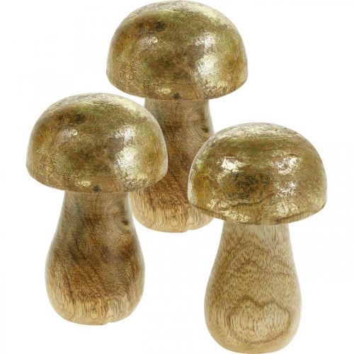 Floristik24 Paddenstoel mangohout goud, natuurlijke decoratieve paddenstoel Ø6cm H10cm 4st