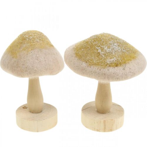 Floristik24 Deco paddestoel hout, vilt met glitter tafeldecoratie Advent H11cm 4st