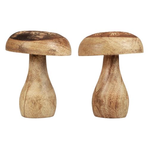 Artikel Houten paddestoelen decoratieve paddestoelen hout natuurlijke herfstdecoratie Ø10cm H12cm 2st