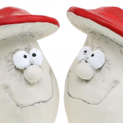Artikel Paddenstoelen om te decoreren, oudejaarsdecoratie, bospaddenstoelen, betondecoratie rood, wit H10cm B12.5cm 2st