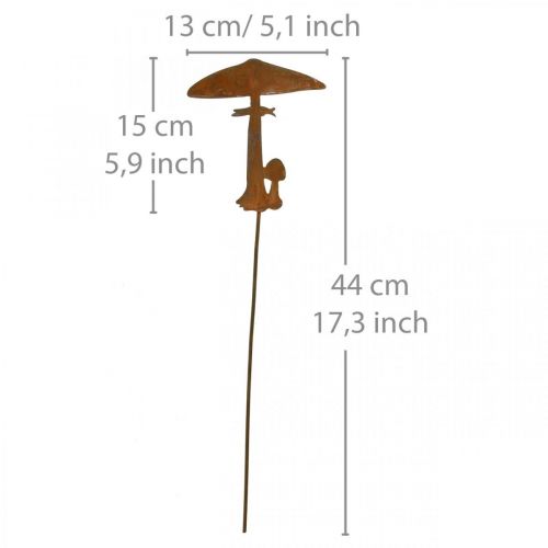 Floristik24 Rust deco paddestoel tuinpaal metalen herfstdecoratie 44cm
