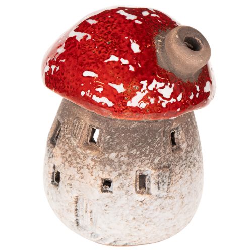 Decoratieve beeldjes van een vliegenzwam met schoorsteen (10 cm, 2 stuks) in de vorm van een vuurtoren. | Floristik24.nl