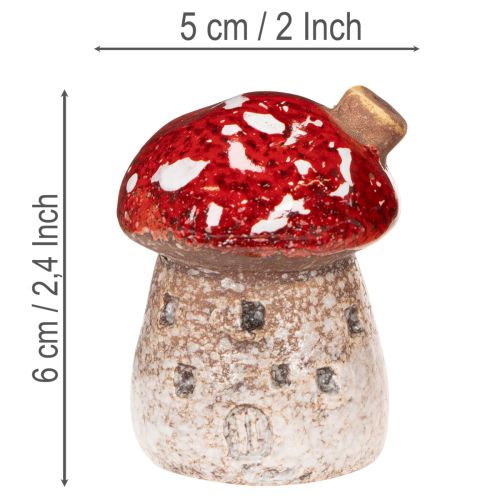 Decoratie voor een huis met miniatuur vliegenzwammen (6 cm, 2 stuks) | Floristik24.nl