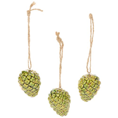 Hangende dennenappels als herfstdecoratie, 5 cm, 3 stuks