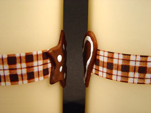 Floristik24 Pijlerkaarscrème met ster / hart op ruitje