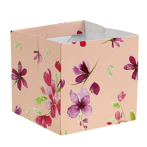 Artikel Papieren zak 12cm x 12cm roze met patroon 8st