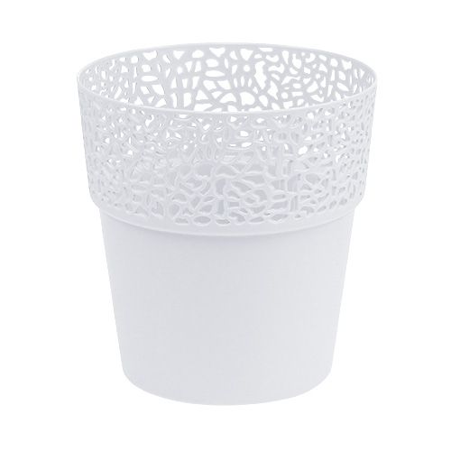 Floristik24 Kunststof plantenbak wit Ø14,5cm H15,5cm 1 stuk