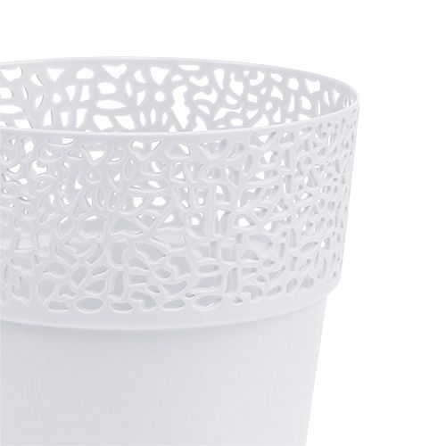 Floristik24 Kunststof plantenbak wit Ø14,5cm H15,5cm 1 stuk