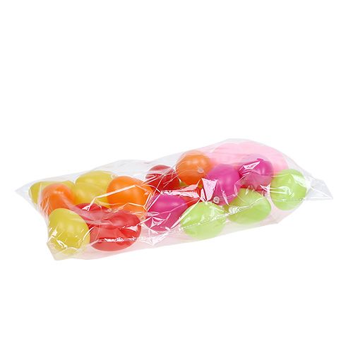 Floristik24 Plastic ei 6cm assorti 24 stuks