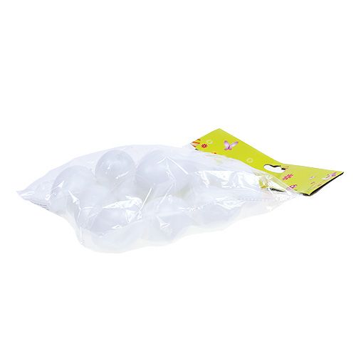 Floristik24 Plastic ei om op te hangen 6cm wit 12st