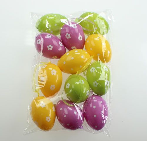 Floristik24 Plastic decoratieve paaseieren om op te hangen 9cm 12st