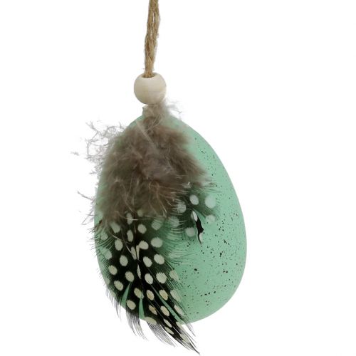 Floristik24 Plastic eieren met veren geassorteerde kleuren 7cm 6st