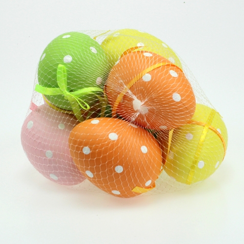 Artikel Plastic eieren met stippen assorti. 9,5 cm 8 stuks