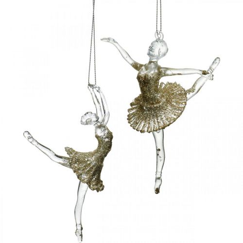 Floristik24 Decoratieve hanger danseres, kerstboomversiering, ballerina om op te hangen H14/13cm 2st