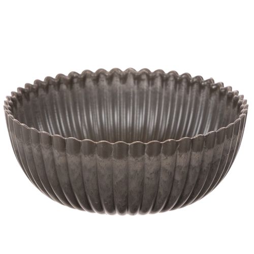 Geribbelde kom, antraciet, decoratieve kom, rond, 15 cm, 2 stuks kopen | Floristik24.nl