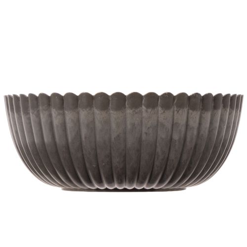 Geribbelde kom, antraciet, decoratieve kom, rond, 15 cm, 2 stuks | Floristik24.nl