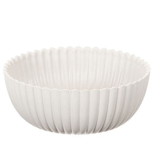 Ronde, geribbelde schaal in wit voor veelzijdige decoratie, 15 cm, 2 stuks