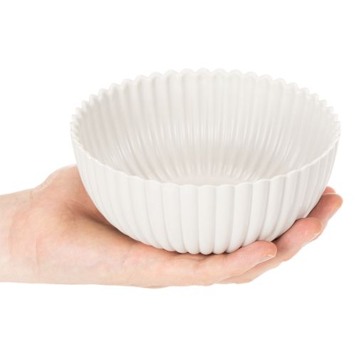 Ronde, geribbelde schaal in wit voor veelzijdige decoratie, 15 cm, 2 stuks | Floristik24.nl