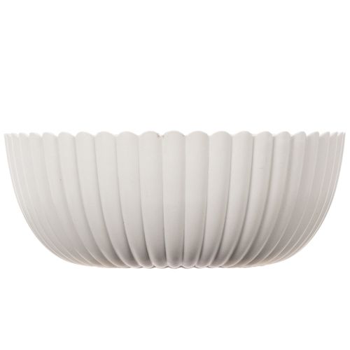 Ronde, geribbelde schaal in wit voor veelzijdige decoratie, 15 cm, 2 stuks | Floristik24.nl
