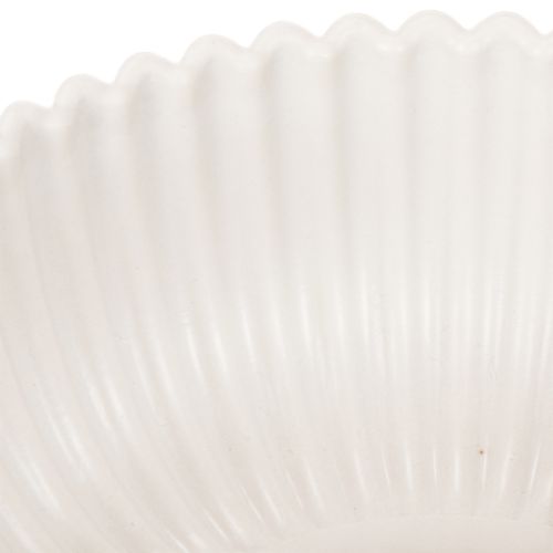 Ronde, geribbelde schaal in wit voor veelzijdige decoratie, 15 cm, 2 stuks | Floristik24.nl