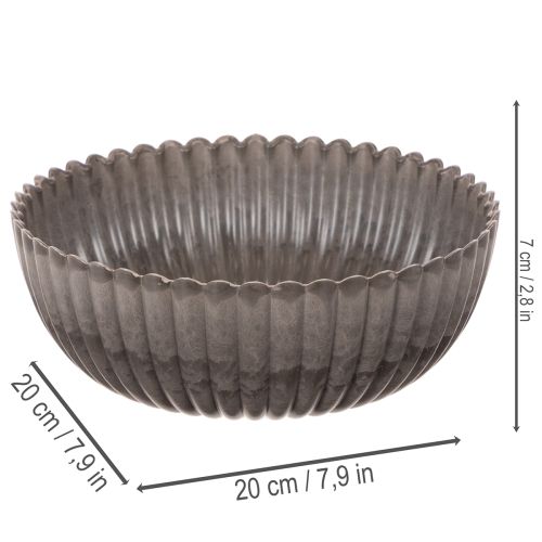 Ronde, gegroefde schaal, decoratieve vaas voor bloemstukken, 20 cm, 2 stuks | Floristik24.nl