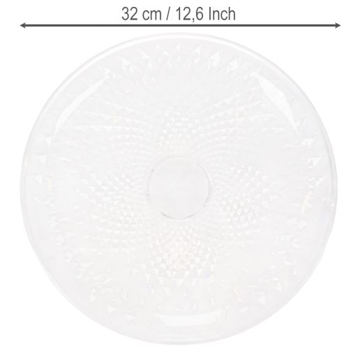 Decoratieve transparante ronde schaal op voet, 32 cm | Floristik24.nl