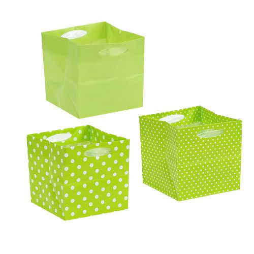 Floristik24 Plastic zak 10,5cm x 10,5cm x 10,5cm groen 12st