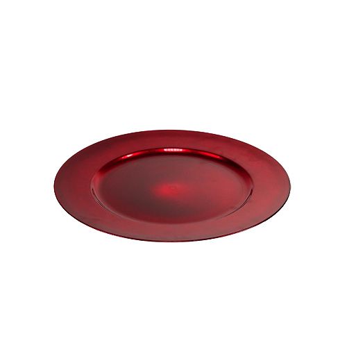 Kunststof bord Ø25cm rood met glazuureffect