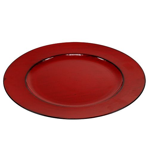 Kunststof bord Ø33cm rood-zwart