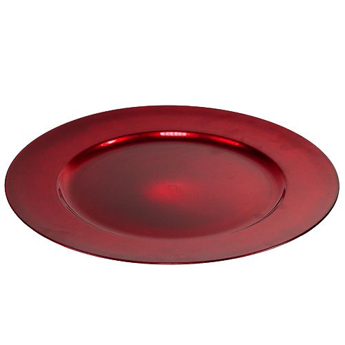 Floristik24 Kunststof bord Ø33cm rood met geglazuurd effect