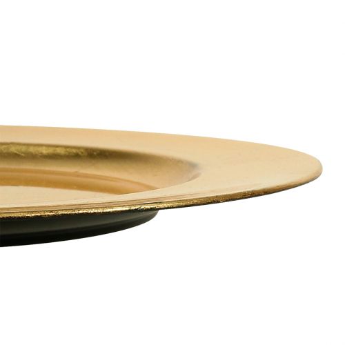 Artikel Kunststof bord 25cm goud met bladgoud effect