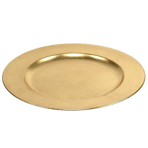 Floristik24 Kunststof bord Ø33cm goud met bladgoudeffect