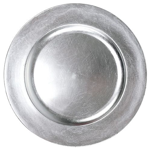 Kunststof borden zilver Ø17cm 10p