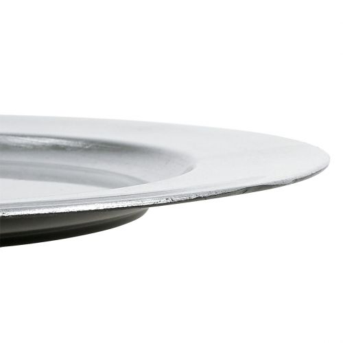 Artikel Kunststof bord zilver Ø33cm met glazuureffect