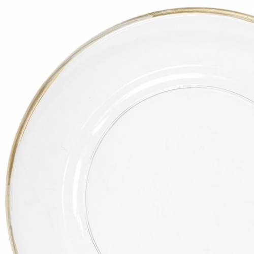 Floristik24 Sierbord met gouden rand doorzichtig plastic Ø33cm