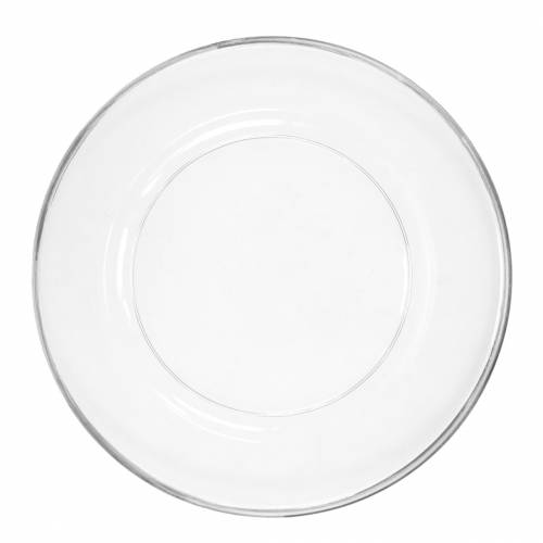 Artikel Decoratief bord met zilveren rand doorzichtig plastic Ø33cm