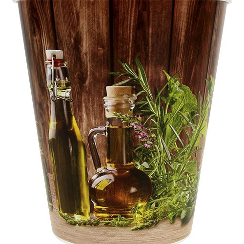 Floristik24 Plastic pot met kruidenmotief Ø12cm H13.5cm, 1stuk