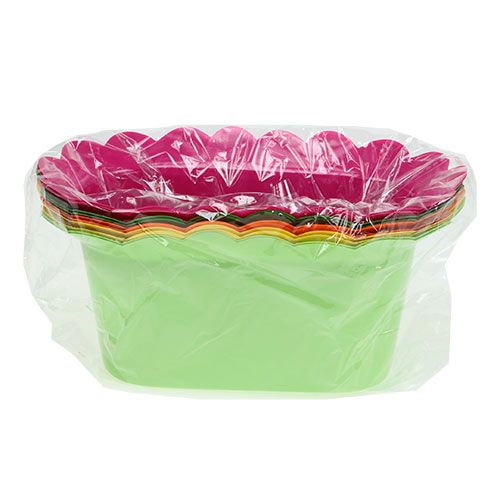 Floristik24 Kunststof pot ovaal gekleurd assorti. 22x12cm 10st