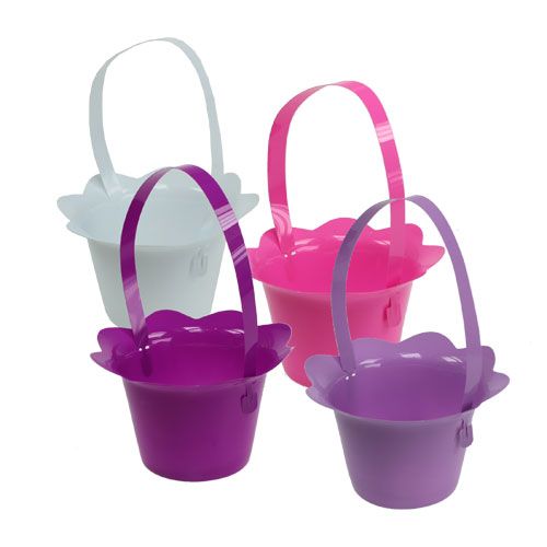 Floristik24 Plastic pot met handvat gekleurd Ø15cm H9,5cm 10st