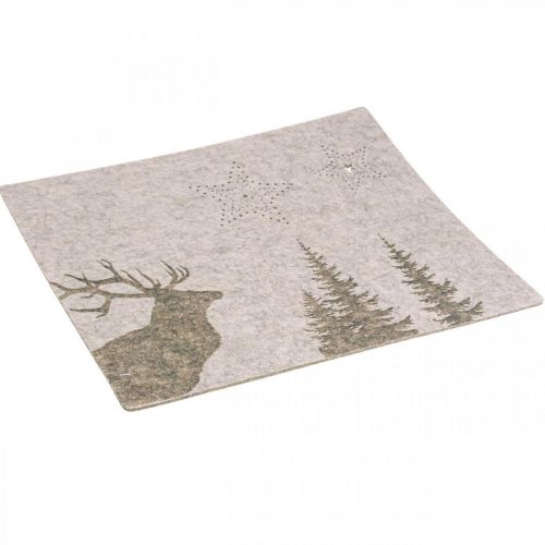 Floristik24 Placemat Kersttafeldecoratie bruin vilt 45×35cm 4st