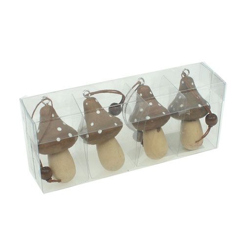 Floristik24 Paddenstoel houten paddestoel om op te hangen bruin 6cm 4st
