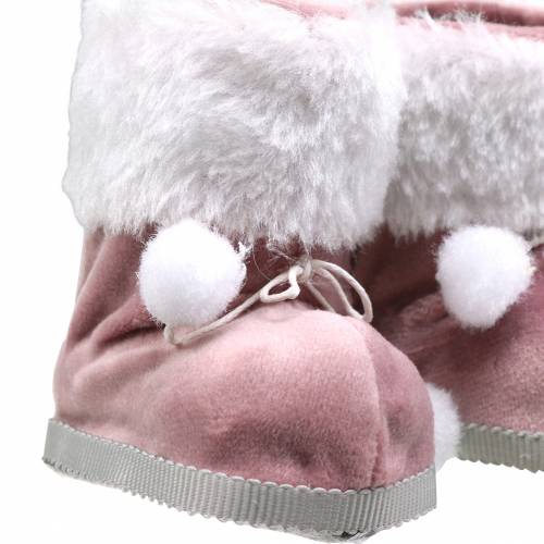 Artikel Kerstboomdecoraties pluche schoenen paar grijs / roze 10cm x 8cm 2st