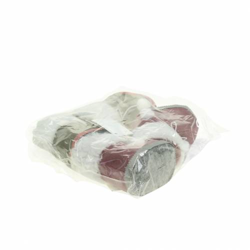 Floristik24 Kerstboomdecoraties pluche schoenen paar grijs / roze 10cm x 8cm 2st