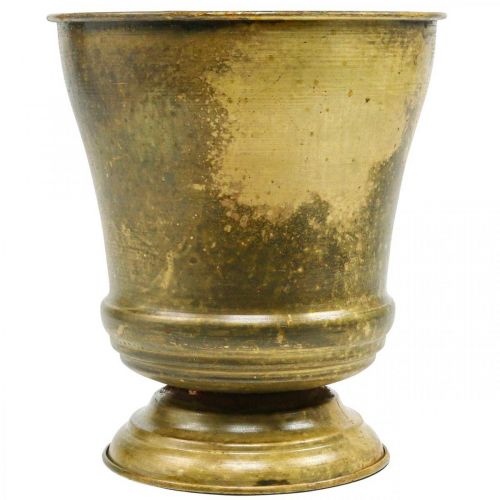 Vintage plantenbak metalen bekervaas messing Ø17cm H19cm | Floristik24.nl