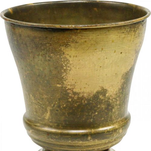 Vintage plantenbak metalen bekervaas messing Ø17cm H19cm | Floristik24.nl