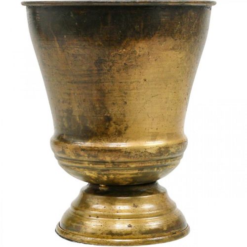 Floristik24 Vintage plantenbak metalen bekervaas messing Ø14cm H17cm