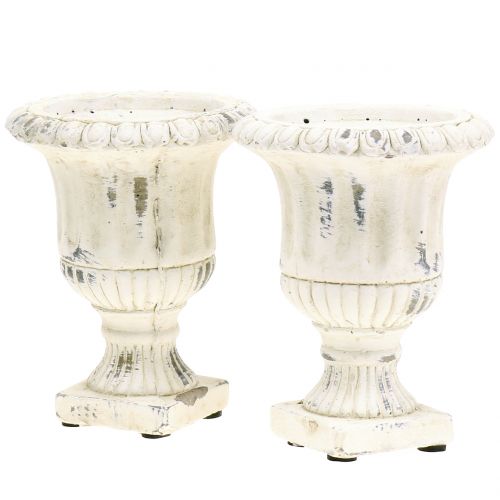 Floristik24 Beker Antiek Steengietwerk Crème Ø9cm H12cm 2st